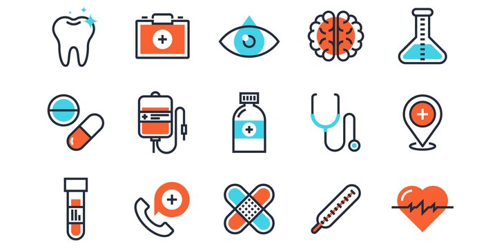 grouping of icons related to health careers